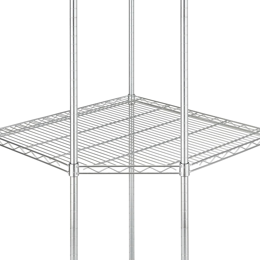 5-Tier Adjustable Wire Shelving with Wheels, Corner Wire Shelf Rack for Kitchen Organization, Garage Storage, 400 to 2000lb Capacity, NSF Certified, 27'x27 x18'x72', EcoStorage Chrome