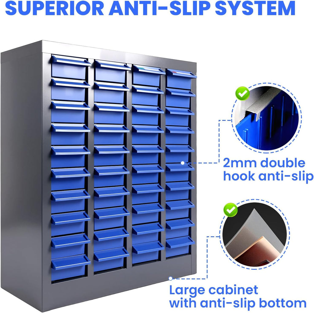 40 Drawer Parts Cabinet,330 Lb Nut and Bolt Storage Cabinet,Abs Nut and Tool Storage Organizer,with Dividers and Labels,Suitable for Studio,Laboratory and Home Use/Blue
