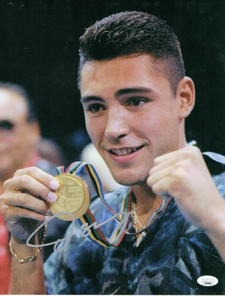 Oscar De La Hoya Signed Autographed 11X14 Photo Olympic Medal JSA AD30602 - Autographed Boxing Photos