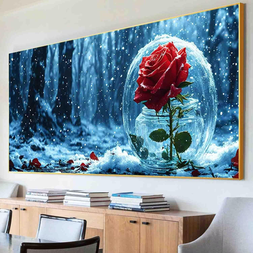 Flower Paint by Numbers Red Rose Painting Kits for Adults Beginner Painting by Numbers pre Drawn Canvas with Brush Acrylic Oil Paint Adult Craft, Gifts for Women, Room Decor (100x200cm Framed) -70s5