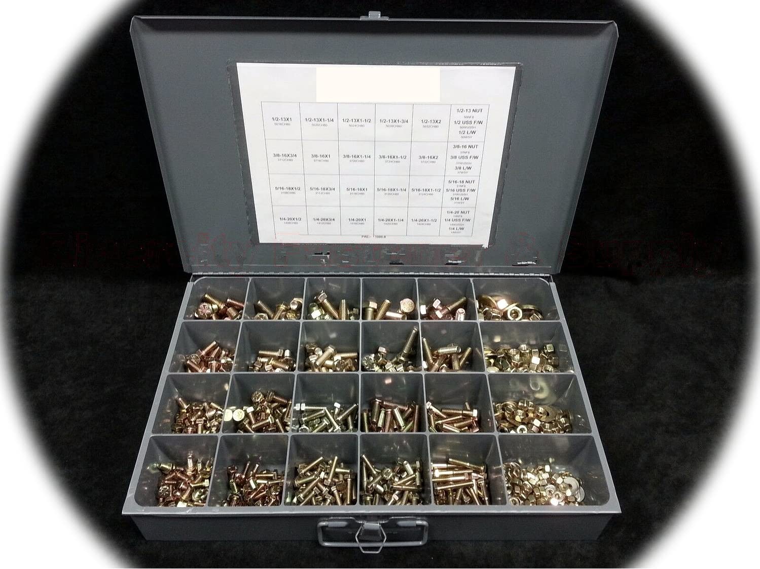 Grade 8 COARSE Thread NUT Bolt & Washer Assortment KIT Screws 1000 PC Hardware Fastener Kit Set RV9384S