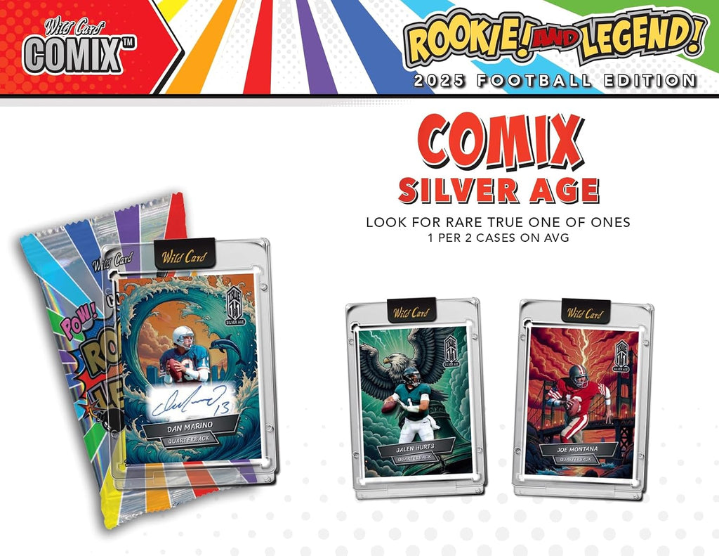 2025 Wild Card Comix Rookie And Legend Football Hobby Trading Card Box (5 Encased Cards Per Box)