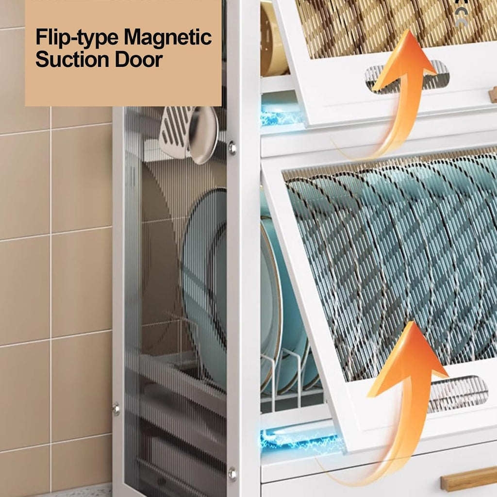 Kitchen Countertop Bakers Rack, with Drawers Dish Cabinet, Dish Drying Rack, Kitchen Storage Cabinet, Microwave Stand, Drainer Cabinet (Color : A)