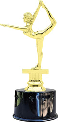 Express Medals Female Girls Gymnastics Award Trophy Party Favor Gift Prize Including 4 Gold Color Decals to Custom Personalize The Black Round Base