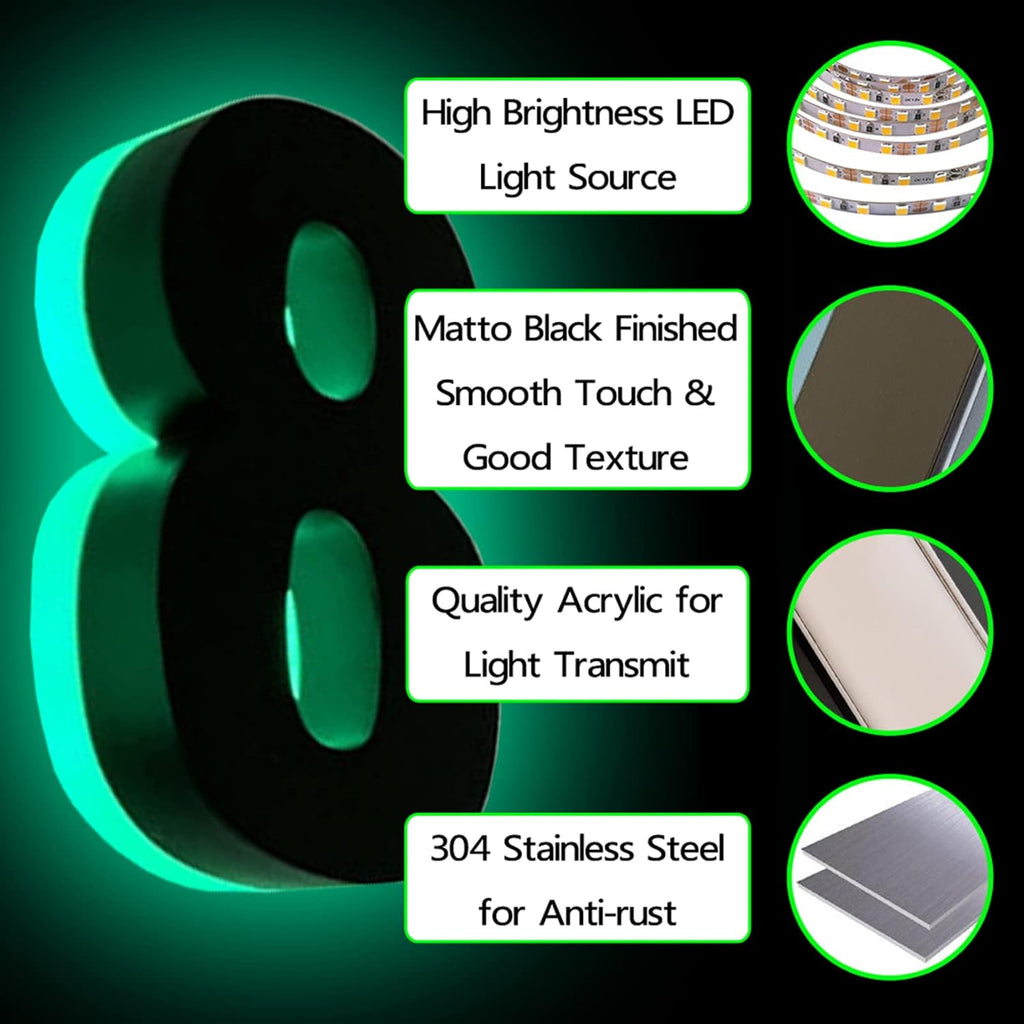 18' Steel Backlit LED Floating Address Numbers Signs, Up-Scale Modern Look, Illuminated Address Numbers For House, Light Up House Numbers, Black,Z