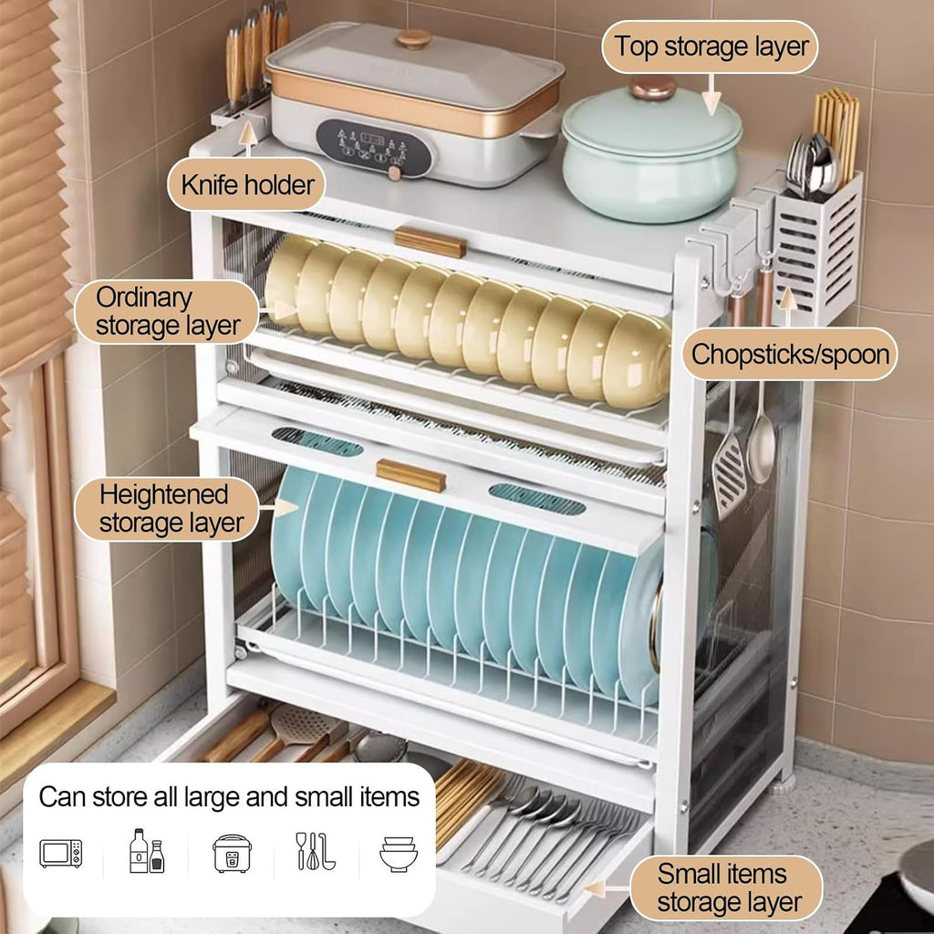 Kitchen Countertop Bakers Rack, with Drawers Dish Cabinet, Dish Drying Rack, Kitchen Storage Cabinet, Microwave Stand, Drainer Cabinet (Color : A)