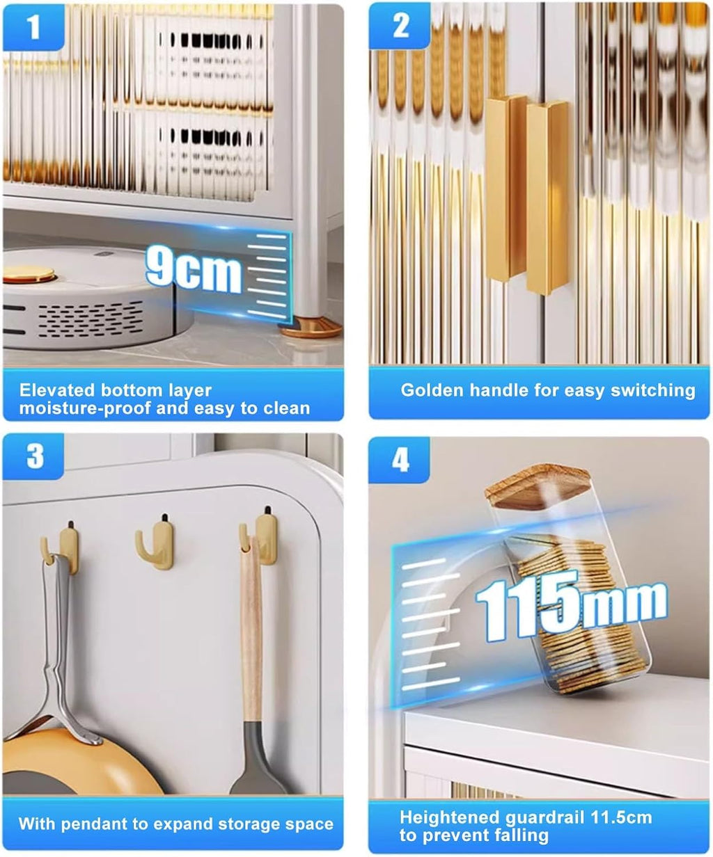 4-Tier Kitchen Pantry Storage Cabinet, Baker's Rack with Drawer Pegboard, Flip Door Design, Ideal for Home Kitchen, Garage, Organizing Spices, Pots Pans,White,60cm/23.6in