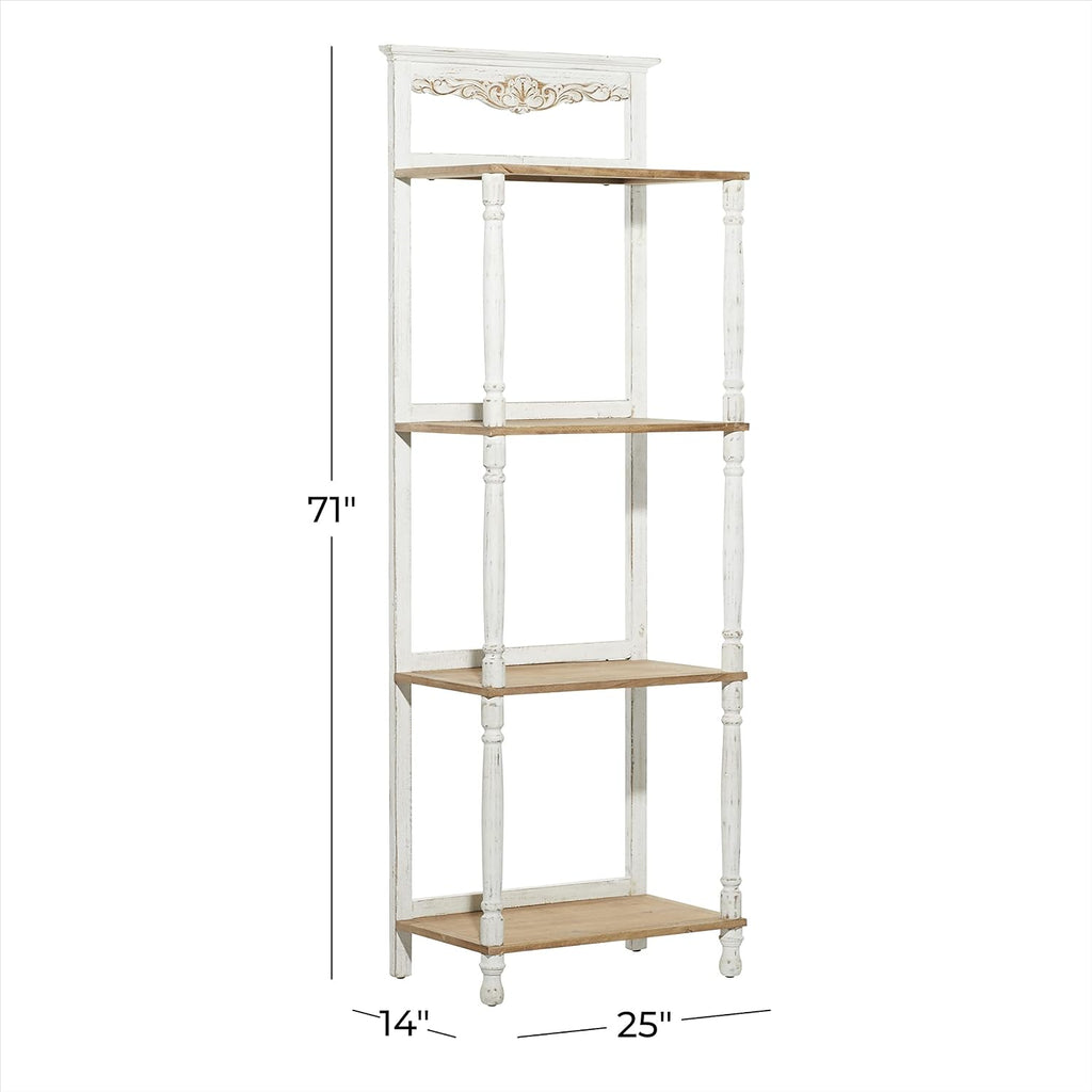 Deco 79 Wood Solid Shelving Unit, 25' x 14' x 71', White
