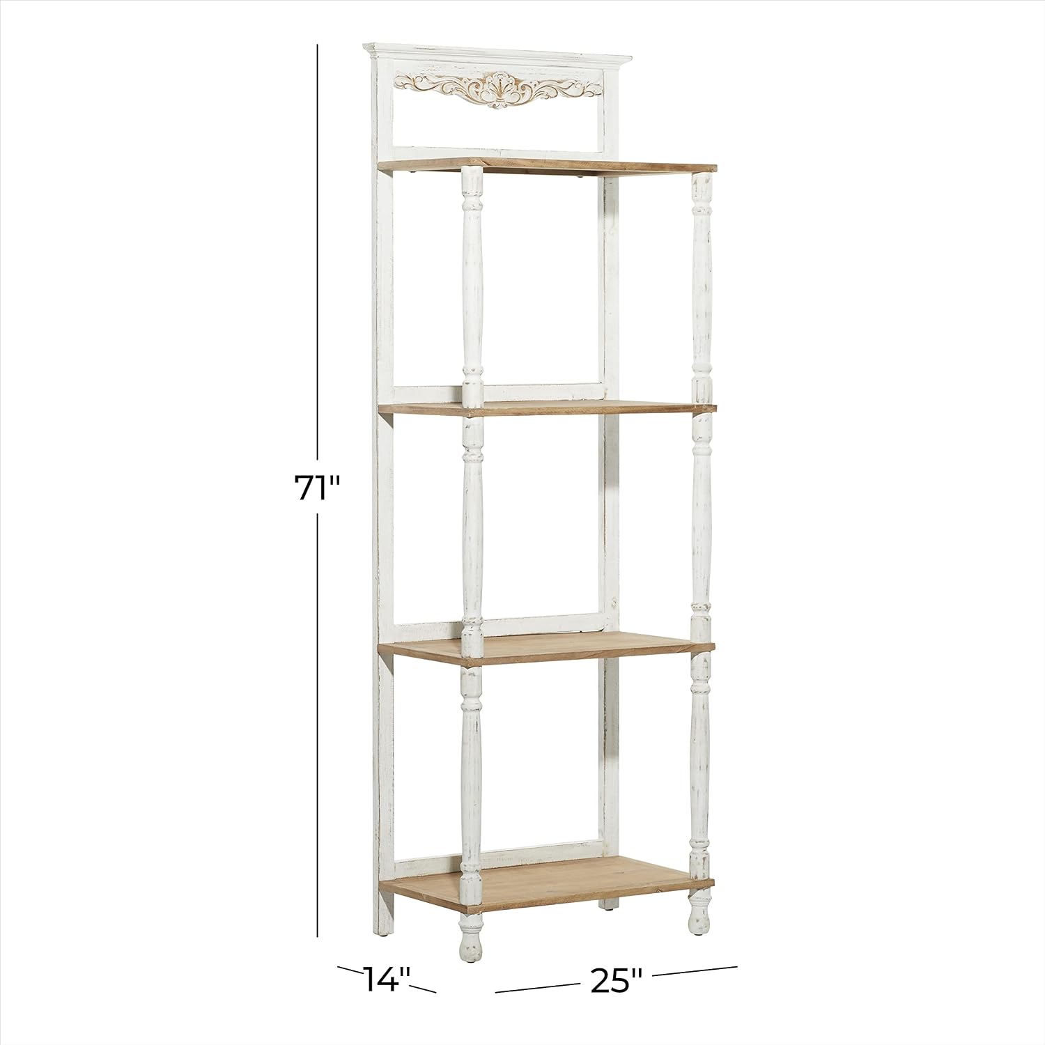 Deco 79 Wood Solid Shelving Unit, 25' x 14' x 71', White