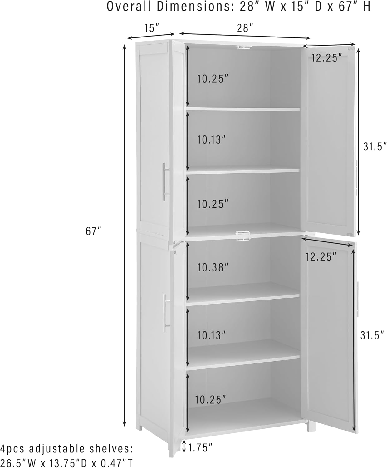 Crosley Furniture Savannah Tall Pantry Storage Cabinet with Shelves, Kitchen, Dining, or Laundry Room, Hunter Green