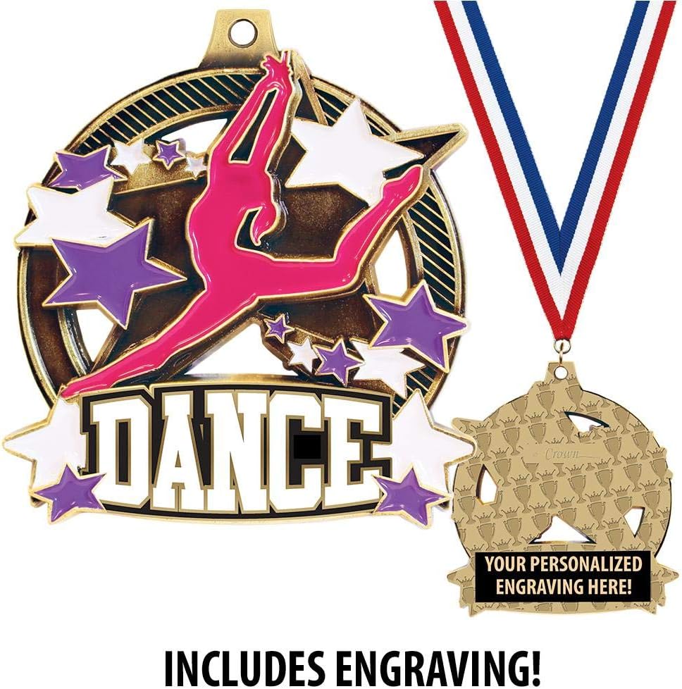 Crown Awards Custom Dance Medals, 2 1/4' Shieldz Dance Award Medals with Free Engraving