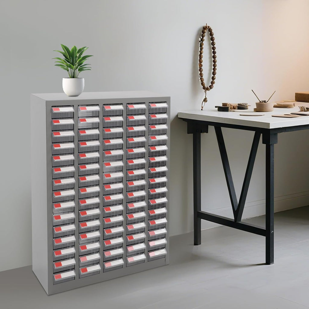 Bolt and Nut Tool Storage Cabinet,Parts Cabinet,Organization Shelves with ABS Material Drawer,Metal Organization Shelves for Garage, Store, Workshop (Clear 75 Drawers)