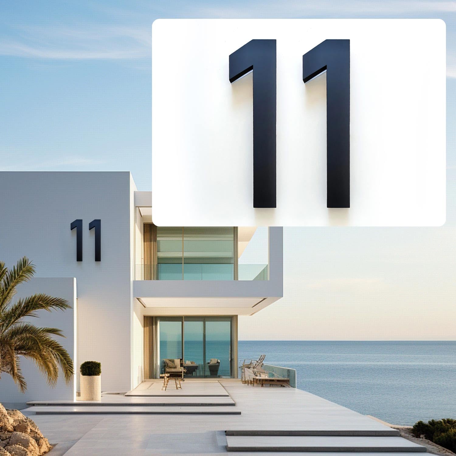 Backlit LED Illuminated House Numbers,Matte Black, Modern Address Signs Lighted Plaque For Outdoor Indoor, Weatherproof And Corrosion Resistant, Day & Night,14 Inch,O