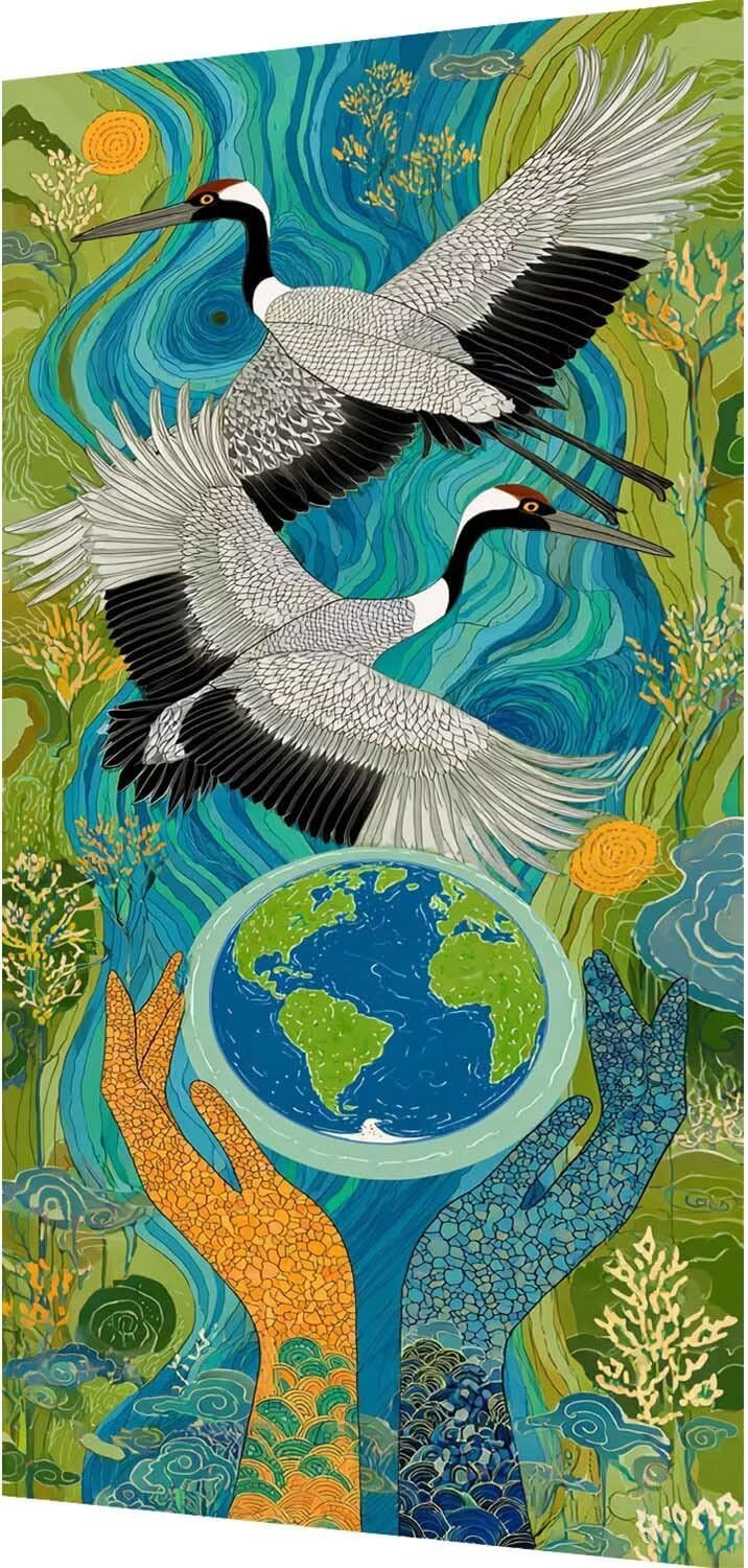 Animal Diamond Painting Red-Crowned Crane Diamond Art Kits for Adults, 5D Gem Art Painting Kit Beginners DIY Round Full Drill Crystal Dots Embroidery Crafts, Home Wall Decor Gifts 32x64in zy9-15m