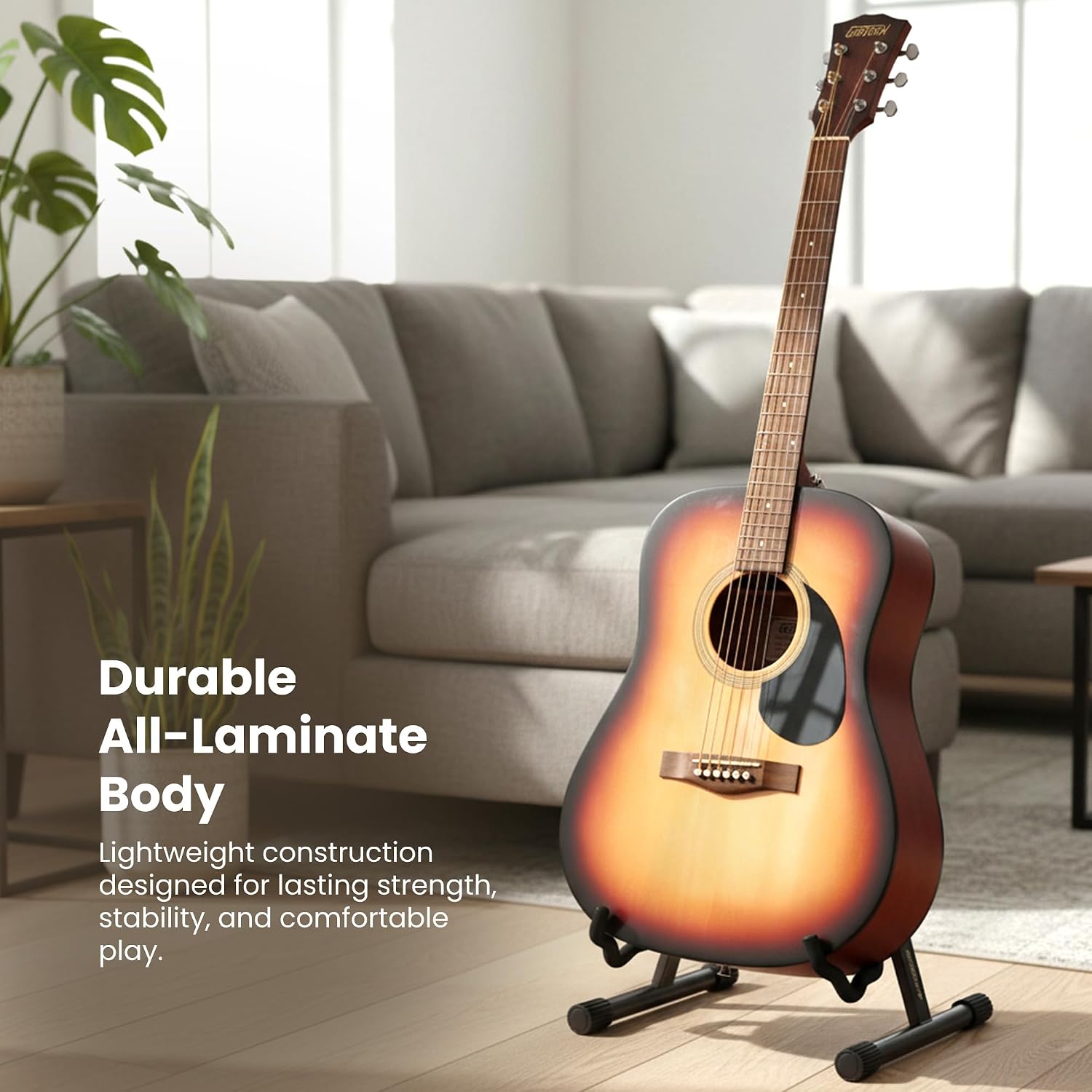 Gretsch Prelude D100 Dreadnought Acoustic Guitar - Sunburst Bundle with Gig Bag, Strap, Strings, String Winder, Picks, Austin Bazaar Instructional DVD, and Polishing Cloth