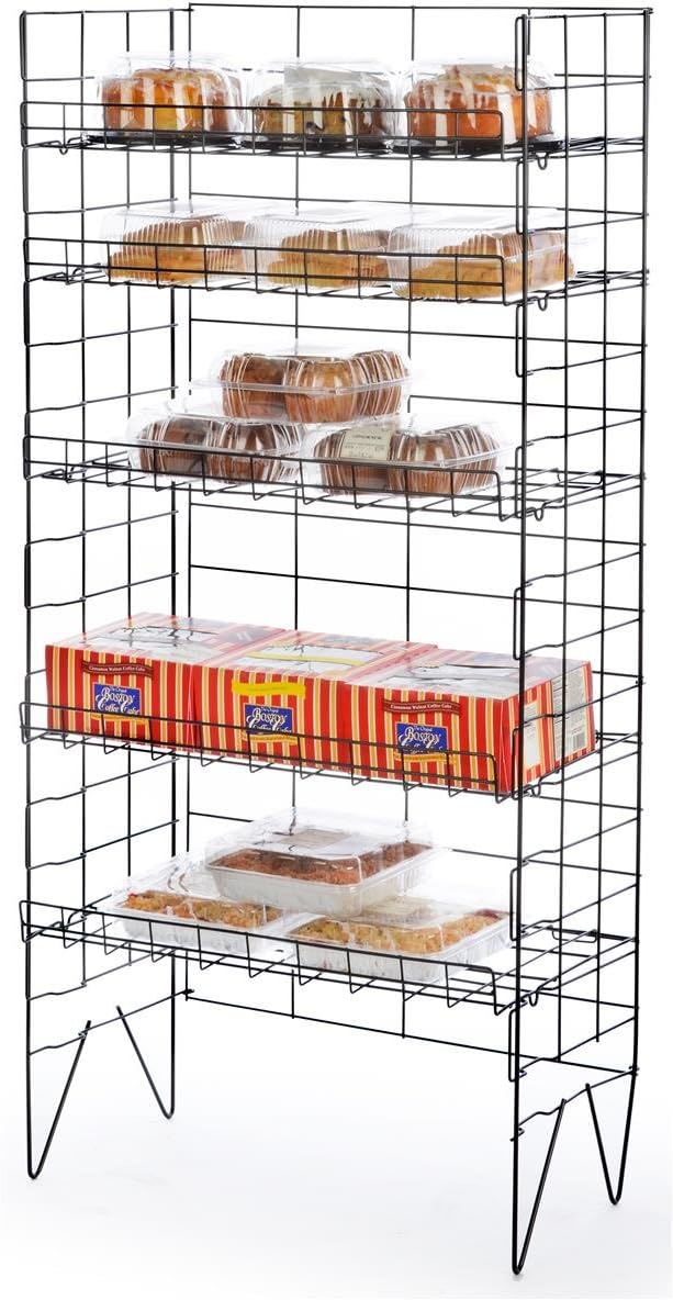 Displays2go Bakers Storage Rack, Pantry or Kitchen Use, Steel Wire, 5 Shelf, 25' W x 52' H x 13' D (Black)