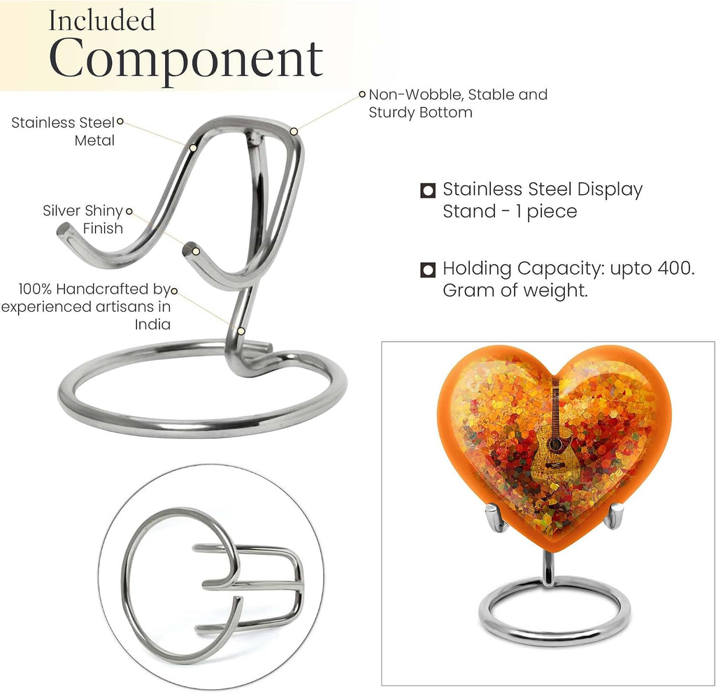 Guitar Urn - Heart Urns - Cremation Boxes for Human Ashes - Human Urns for Ashes Dad - Unique Urn for Ashes for Women - Urns for Ash Male - Burial Urn for Women Ashes - 8Inch Large Urn