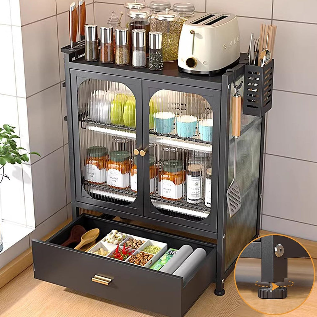 Bakers Rack with Drawers, Microwave Stand, Kitchen Storage Cabinet, Oven Rack, Household Countertop Storage Cabinet, Dish Cabinet (Color : B)