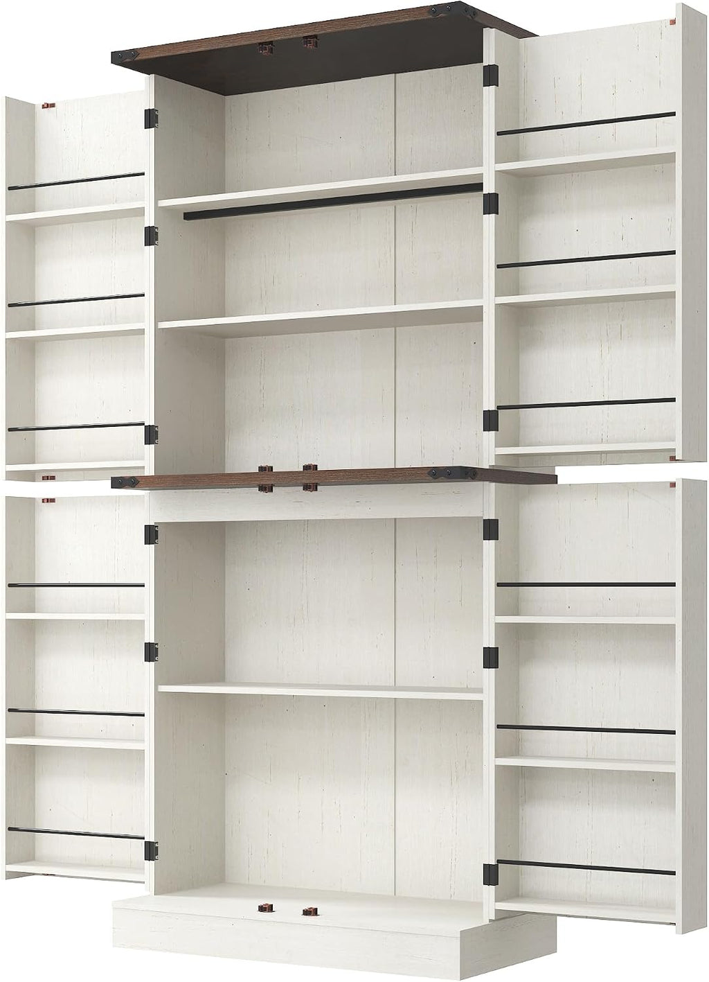 71' Tall Kitchen Pantry Cabinet, Farmhouse Tall Kitchen Storage Cabinet with Adjustable Shelves & 4 Barn Style Doors, Wooden Storage Cabinet for Kitchen, Dining Room, Living Room, Bathroom, Office