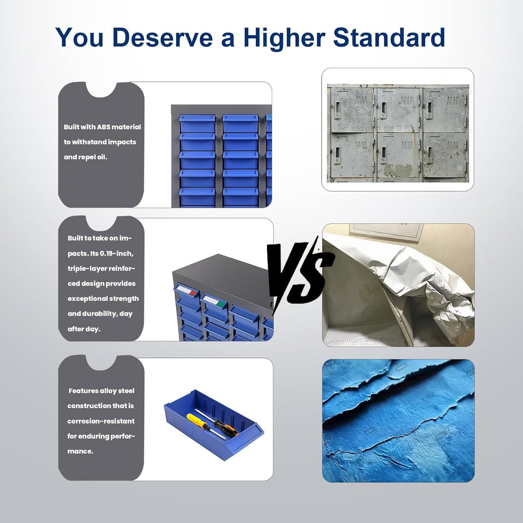 100 Drawer Small Parts Organizer Cabinet with ABS Drawers, Nuts and Bolts and Screw Organizer with Dividers, Hardware Storage with Label Slots, Metal Parts Cabinet for Garage Workshop