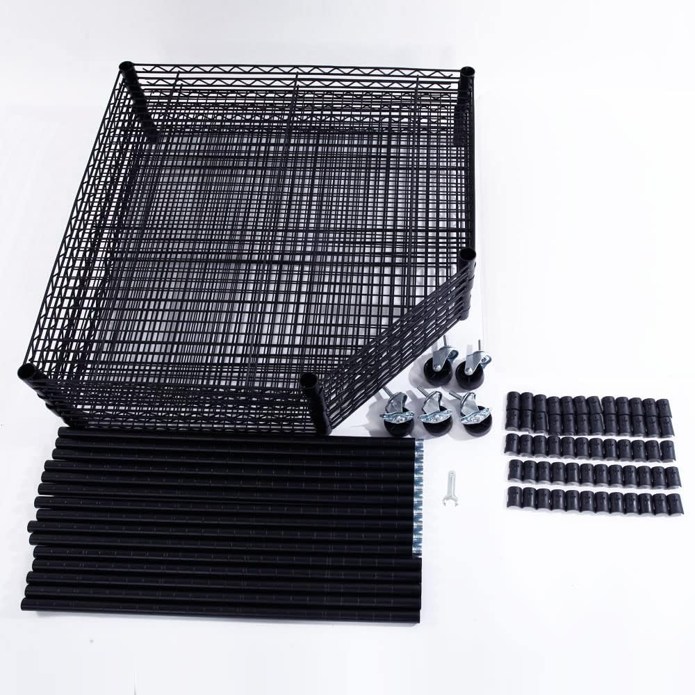 6-Layer Wire Corner Storage Shelves on Wheels, Metal Wire Shelving Unit for Home, Kitchen, Shop, Pantry, Restaurant Durable Steel Rack with Plastic Coating for Your Accessories, Tools Black