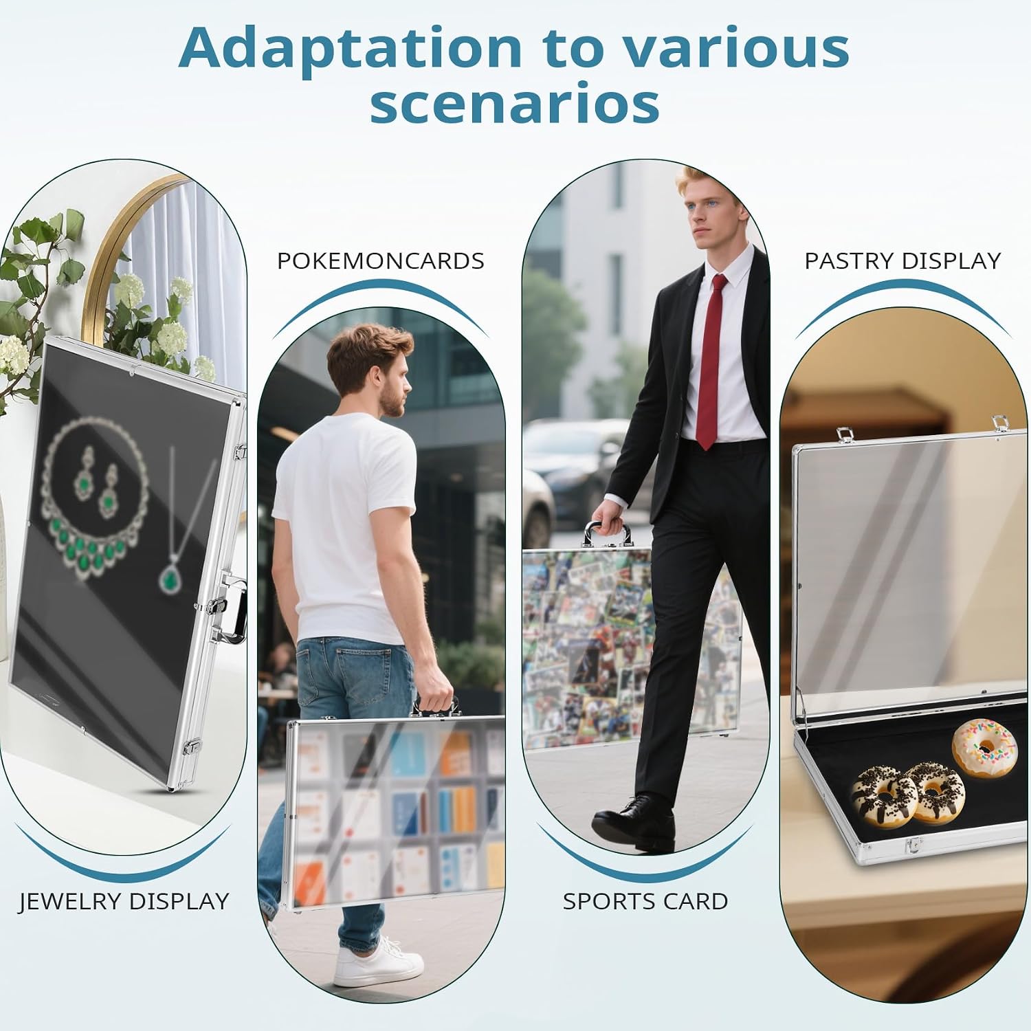 34'x22' Portable Trade Show Display Case for Trade Shows & Table Top Card Display Case – Aluminum Frame with Acrylic Side Panels for Easy Display(Sliver)