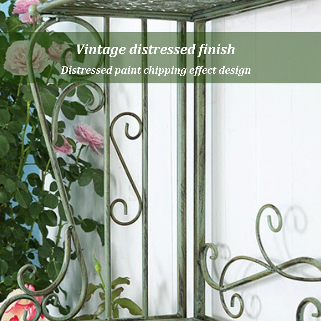 Metal Garden Trellis, Indoor Outdoor Planter Display, Heavy Duty Iron Plant Trellis, Strong Load-Bearing Capacity, Iron 4-Tier Bakers Rack for Garden Patio Balcony Living Room(White)