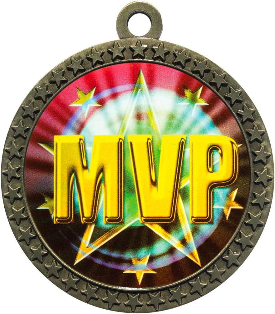 Express Medals Various Styles 1 to 50 Pack of Gold Silver Bronze Engraved Most Valuable Player Medals Trophy Award with Neck Ribbon Medal Trophies Gift Prize MVP Event Custom Personalized