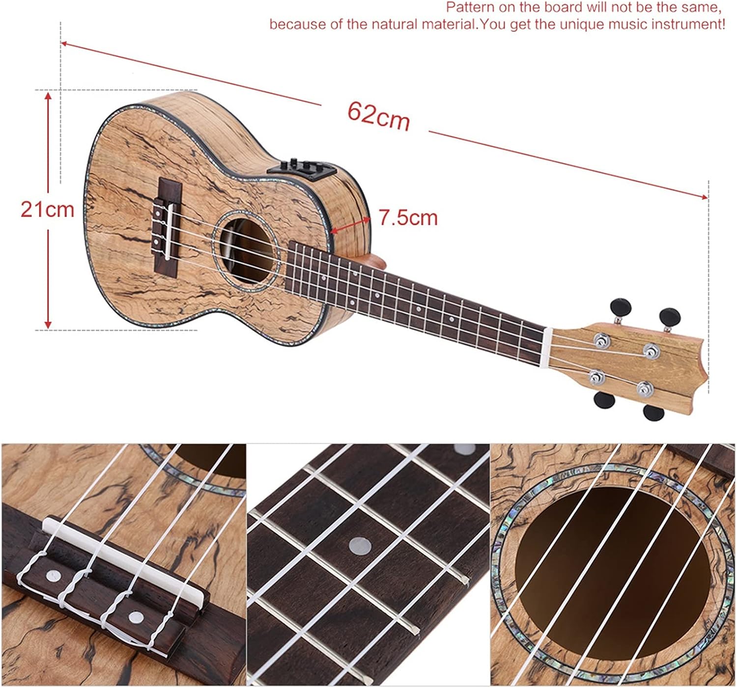 Children Ukulele 24' Ukelele Mini Acoustic Guitar with Cowry Shell Brims 4 Nylon Strings