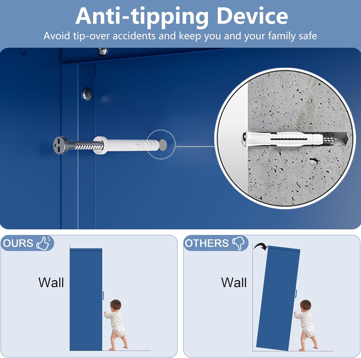 Polup Metal Storage Cabinet,75' Tall Kitchen Pantry Storage Cabinet with Doors and Adjustable Shelves, Blue Metal Pantry Cabinets, Large Cupboard for Kitchen, Dining Living Room, Bathroom, Office