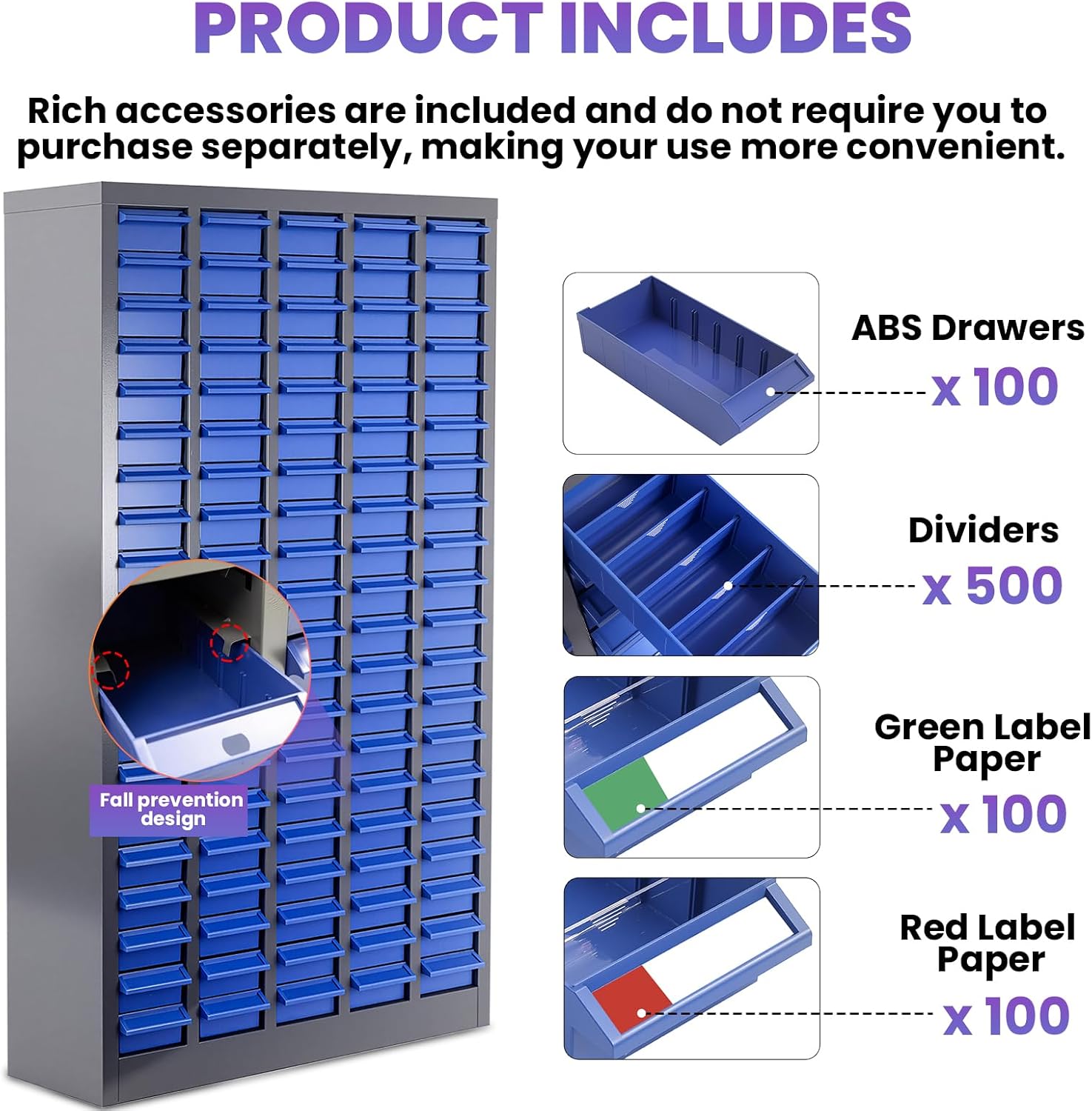 100 Drawers Stainless Steel Nut and Bolt Organizer, Parts Cabinet with Adjustable Shelves and Label Stickers, Bolt Organizer for Nuts Bolts Parts Screws Small Items (100 Drawers)
