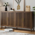 Buffet Cabinet with Storage, 63' Walnut Sideboard with Grille Doors&Adjustable Shelf, Wood Coffee Bar Storage Cabinet for Kitchen Living Room Entryway