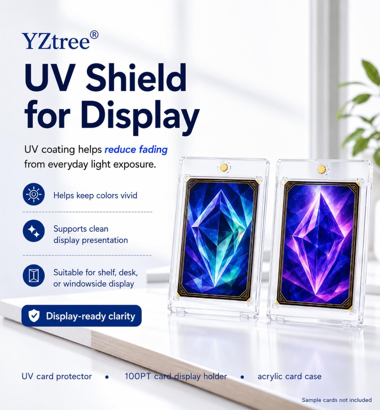 100pt Magnetic Card Holder, 100 Pack Acrylic Card Cases for TCG Card | for Premium Trading Cards, U-V Resistant Magnetic Sports Card Holder for Thick Cards, TCG Pulls, Display and Grading Prep