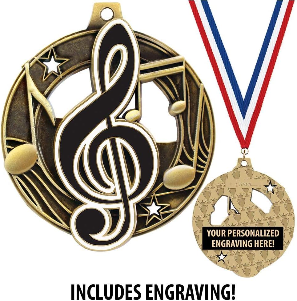 Crown Awards Custom Music Medals, 2 1/4' Shieldz Music Award Medals with Free Engraving