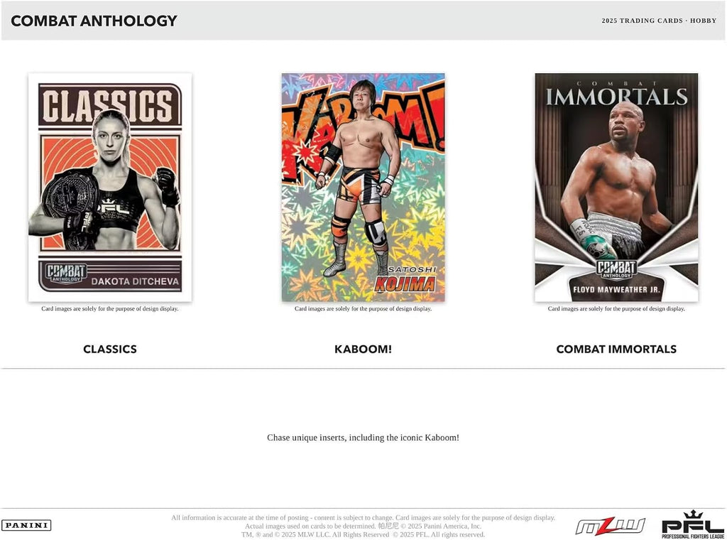 2025 Panini PFL Professional Fighters League Combat Anthology Hobby Trading Card Box (Look for 2 Autographs and 20 Inserts or Parallels per Box on Average)