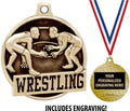 Wrestling Medals - 1 1/2' Gold Wrestling Medals, Great Kids Wrestling Awards with Custom Engraving Prime