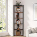 TRIBESIGNS WAY TO ORIGIN Corner Shelf, 70.9 Inch Tall Corner Bookshelf, 6 Tier Ladder Shelf with Metal Frames Multifunctional Modern Bookcase for Living Room, Home Office, Kitchen, Small Space (Brown)
