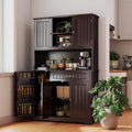 Gizoon Kitchen Hutch Cabinet Kitchen Hutch Storage Cabinet Tall Pantry Coffee Bar with Storage for Dining Room and Craft Room, Painted Dark Brown