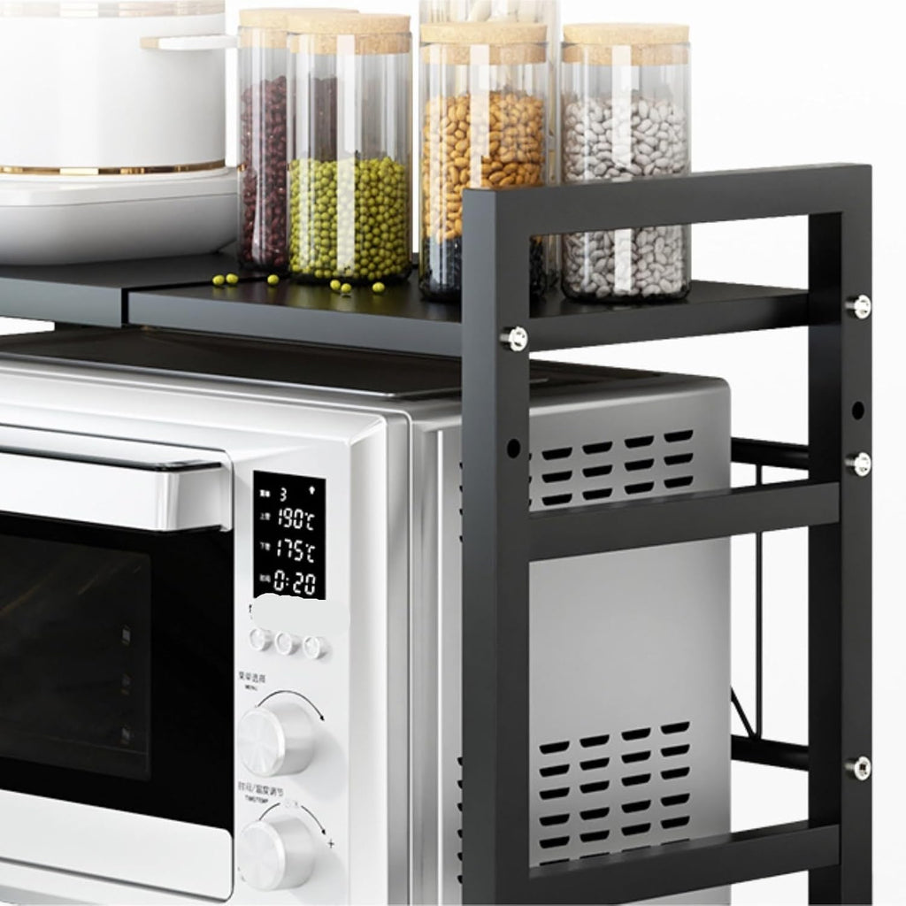 Microwave Oven Rack,Multifunctional Kitchen Baker's Rack - Metal Microwave Stand & Oven Storage Shelf, Modern Black Counter for Home Organization & Cooking Essentials