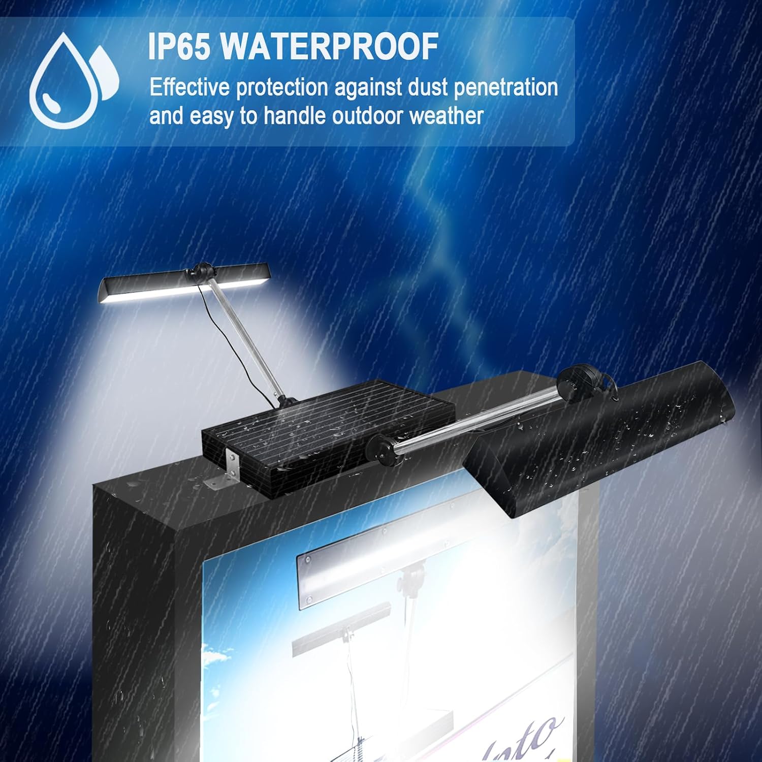 Solar Sign Light, 420Pcs LED 12000mAh Battery,Wireless Billboard Light,IP65 Waterproof, Signboard Lights for Real Estate Sign Posts Business Store House Address