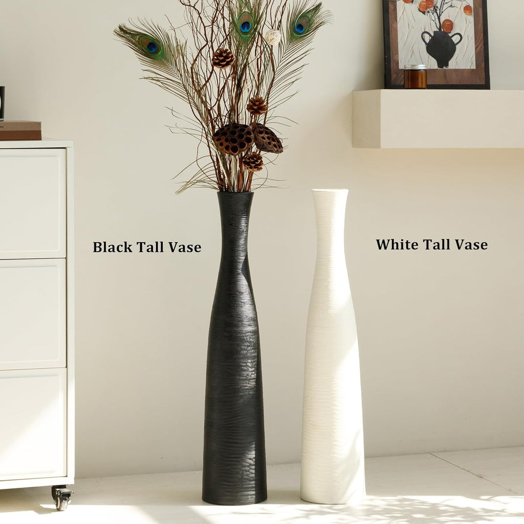 Ceramic Tall Floor Vase, 29' Tall Terracotta Large Decorative Vases for Rustic Modern Boho Home Decor, Living Room Decoration, Big Standing Vase for Pampas Grass, Flowers, Dried Flowers