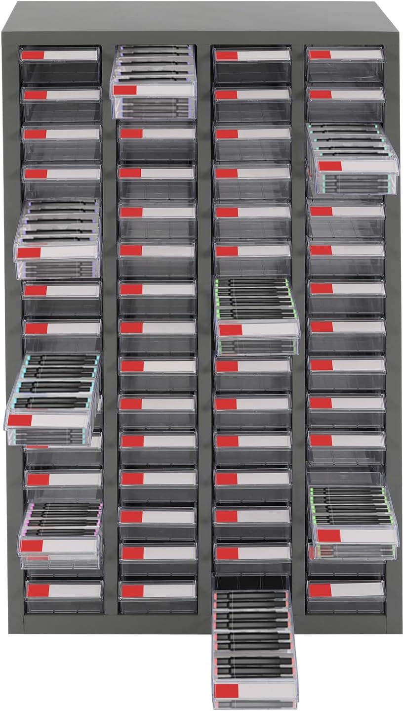 Bolt and Nut Tool Storage Cabinet,Parts Cabinet,Organization Shelves with ABS Material Drawer,Metal Organization Shelves for Garage, Store, Workshop (60 Drawers Clear)
