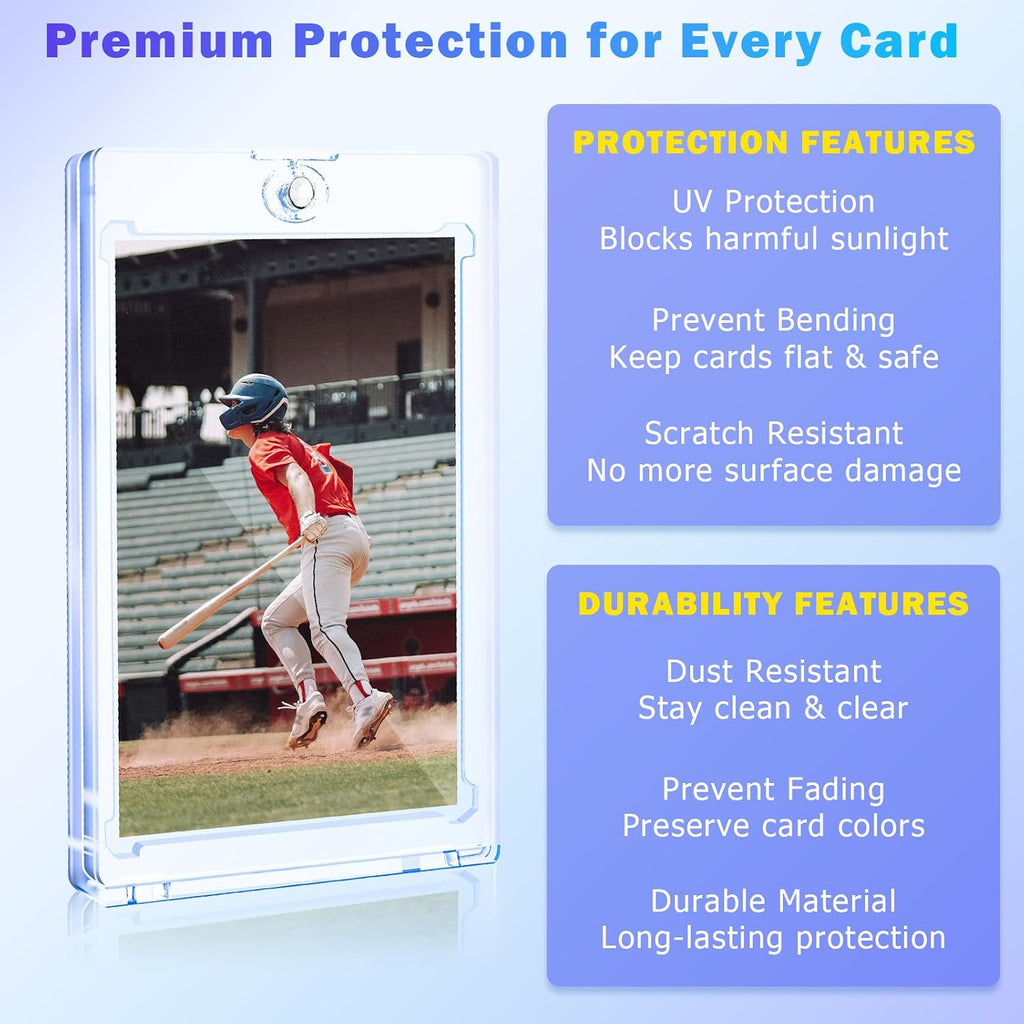 300ct Magnetic Card Holder for Trading Cards, 35pt One Touch Card Holders, Hard Plastic U-V Protection Display Case for Baseball, Football, Sports, Game, TCG, MTG, YUGIOH