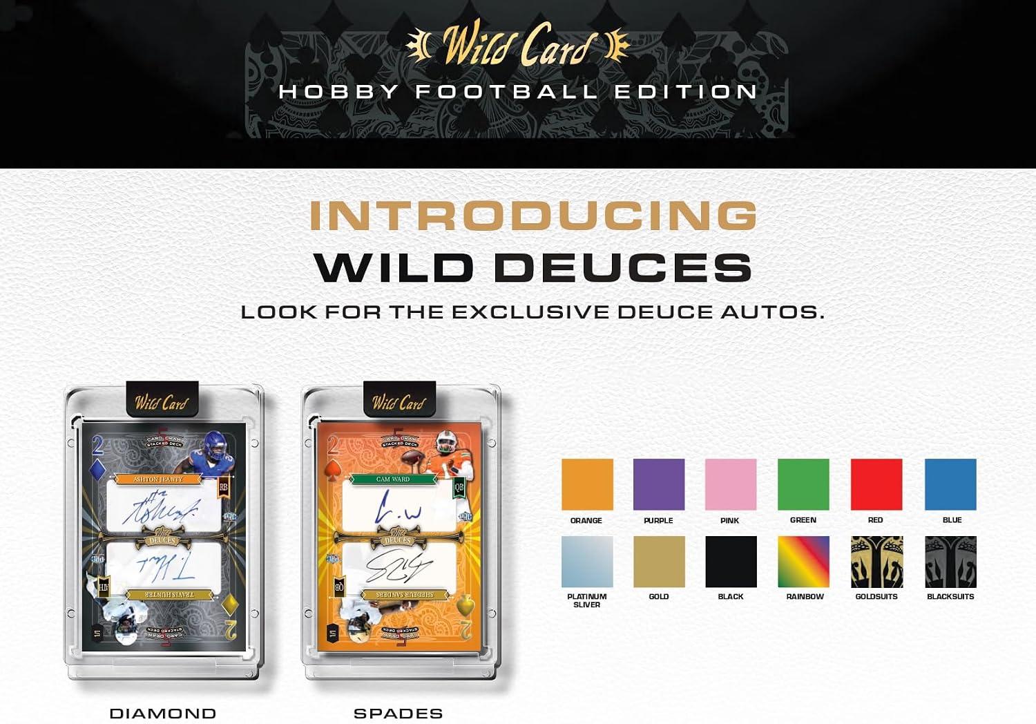 2024 Wild Card Five Card Draw Stacked Deck Football Hobby Trading Card Box (5 Autograph Cards Per Hobby Box Including a 1/1 Auto Encased Card)