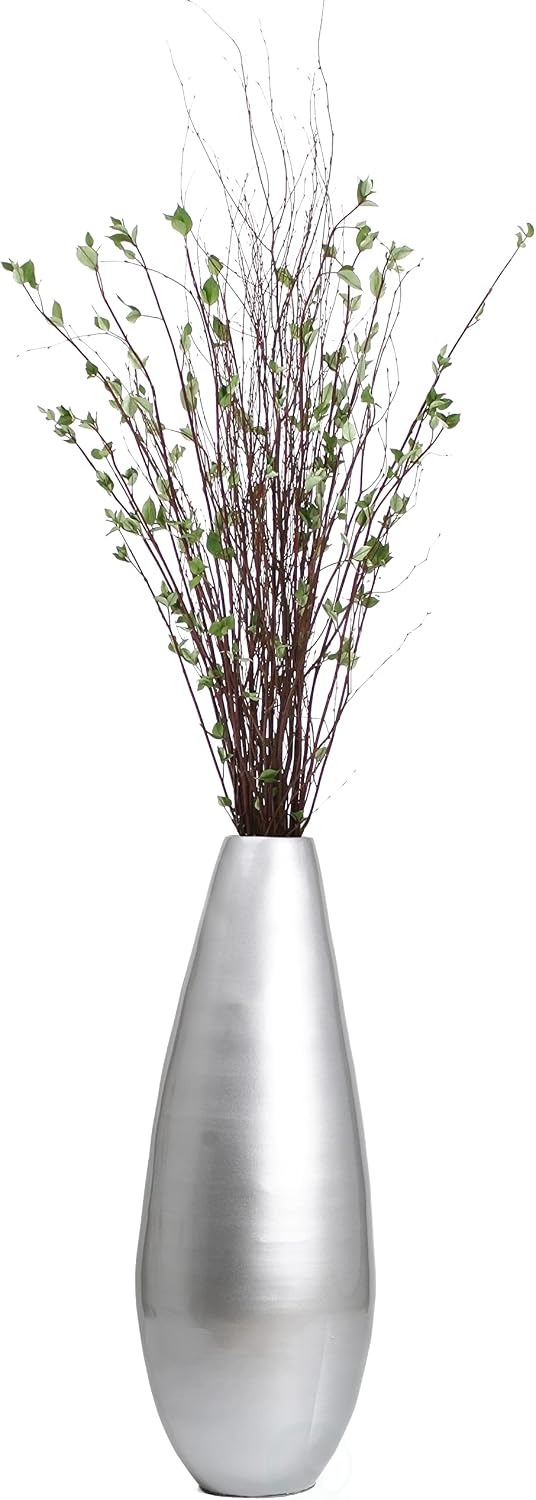 31.5' Spun Bamboo Tall Floor Vase - Sleek Metallic Finish, Elegant Home Decoration, Modern Accent Piece, Living Room Decor, Handcrafted Bamboo Art, Contemporary Interior Design, Unique Tall Vase