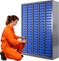 CETIVENO100 Drawer Parts Cabinet, 26'X 9'X 46' Nut and Bolt Storage Organizer, Abs Nut and Tool Storage Organizer, with Dividers and Labels for Laboratory, Studio, Home Use/Blue(100)