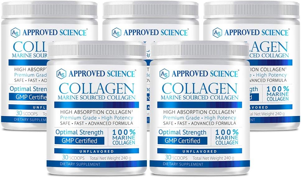 Approved Science Collagen Powder - Unflavored Hydrolyzed Collagen Peptides for Women & Men - Marine Sourced - Hair, Skin, Nails & Joints - 150 Scoops - Five Month Supply