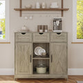 Viaozutis Storage Cabinet, Coffee Bar Cabinet with 2 Adjustable Shelves, 3 Drawers, and 2 Doors, for Bathroom, Kitchen, Living Room (Gray)