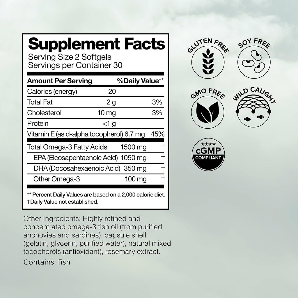 Omax3 Ultra-Pure Omega-3 Fish Oil Pills | High Concentration EPA DHA,1500 MG, Gluten Free, Non-GMO, Made in USA, 240 Softgels Blister Packs (4 Boxes)