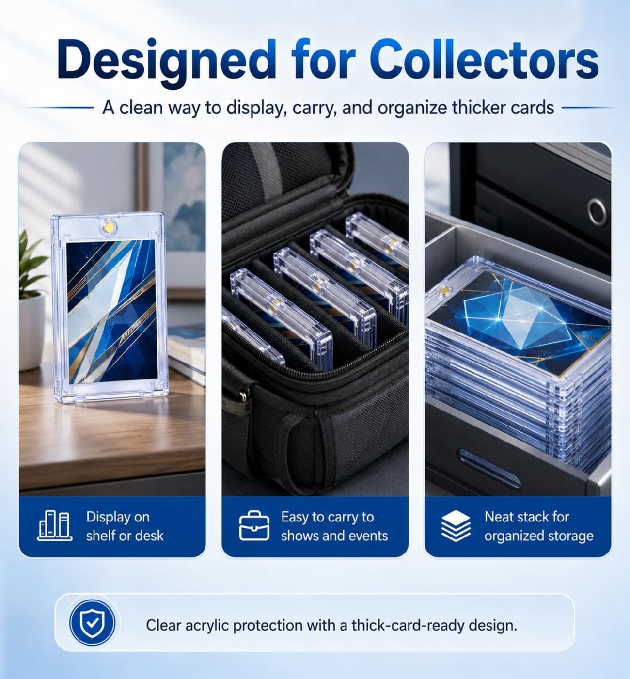 180pt Magnetic Card Holder, 80 Pack One Touch Card Holders | 0.32' Acrylic Trading Card Case for Extra Thick Cards, U-V Resistant Magnetic Sports Card Protector for Premium Cards